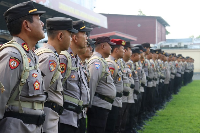 Personel pengamanan Pemilu Polres Mojokerto Kota.