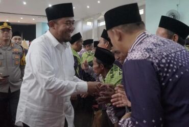 Bupati Sumenep Achmad Fauzi dalam Manasik Akbar dan Pelepasan Simbolis Calon Jamaah Haji 2024, di Gedung KORPRI, Rabu (05/06/2022).