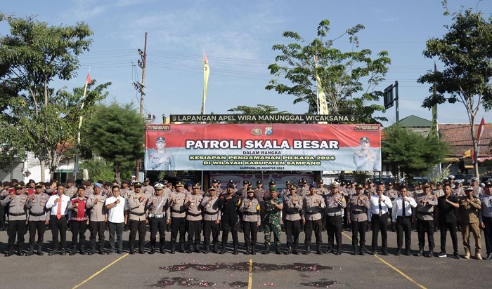 Apel jelang patroli skala besar jajaran Polres Sampang, Rabu (21/08/2024) pagi.