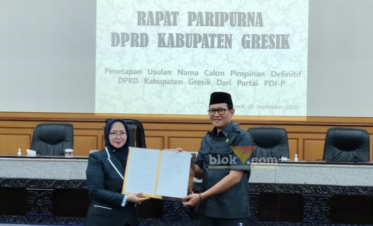 Penandatangan usulan penetapan pimpinan DPRD Gresik periode 2024-2029. (blok-a.com/ivan)
