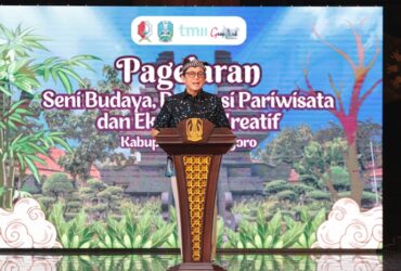 Pj Bupati Bojonegoro Adriyanto dalam Pagelaran Seni Budaya, Promosi Pariwisata dan Ekonomi Kreatif di TMII, Jakarta, Minggu (08/09/2024).