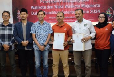 Penetapan paslon wali kota dan wakil wali kota peserta Pilkada Mojokerto 2024.(Blok-a.com/Syahrul Wijaya)