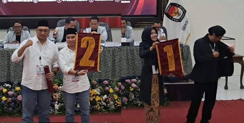 Pengundian nomor urut pasangan calon bupati dan wakil bupati Mojokerto.(Blok-a.com/Syahrul Wijaya)