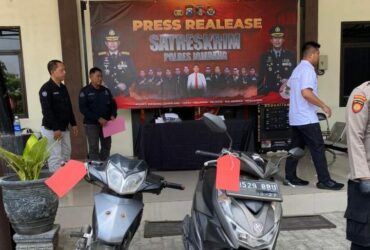 BB kendaraan anggota gangster yang ditangkap Polres Jombang.(blok-a.com/Syahrul Wijaya)