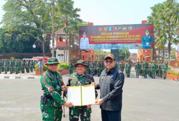 Danrem 082/CPYJ, Dandim 0815, dan Wakil Bupati Mojokerto dalam pembukaan TMMD di pendopo kabupaten.(blok-a.com/Syahrul Wijaya)