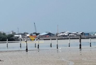 Pagar Laut milik PT Sumber Mas Indah Plywood belum mengantongi izin PKKPRL menggangu aktifitas nelayan Gresik.(blok-a.com/ivan)