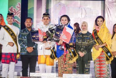 Pasangan Cak Arsya Fahriza dan Yuk Nadia Tiara Farradilla ditetapkan sebagai Juara Umum Duta Cak Yuk Gresik 2025.(Ist)