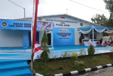 SPPG Polda Jawa Timur di Mojokerto di Desa Pacing, Kecamatan Bangsal, Kabupaten Mojokerto.(blok-a.com/Syahrul Wijaya)