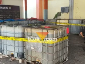 17 Ribu Liter Solar Subsidi berhasil diamankan Polres Gresik.(foto: Blok-a.com/ivan)