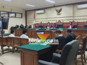 Sidang perkara dugaan korupsi dana hibah Rp400 juta Provinsi Jatim tahun 2019 untuk pembangunan asrama Ponpes Al Ibrohimi, Manyar, Gresik.(blok-a.com/ivan)
